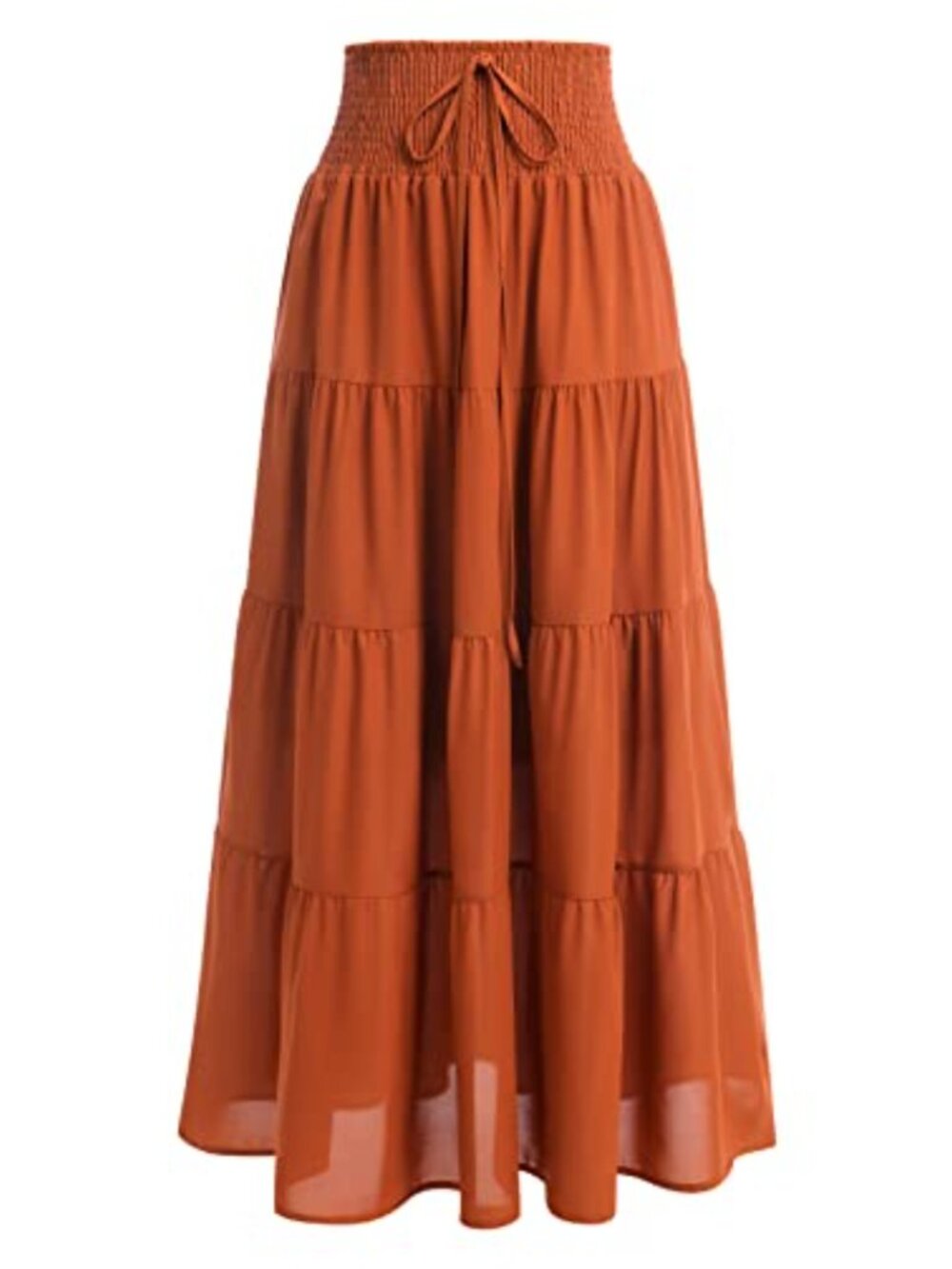 Boho Convertible Maxi Skirt Dress Elastic Waist Ruffle Chiffon